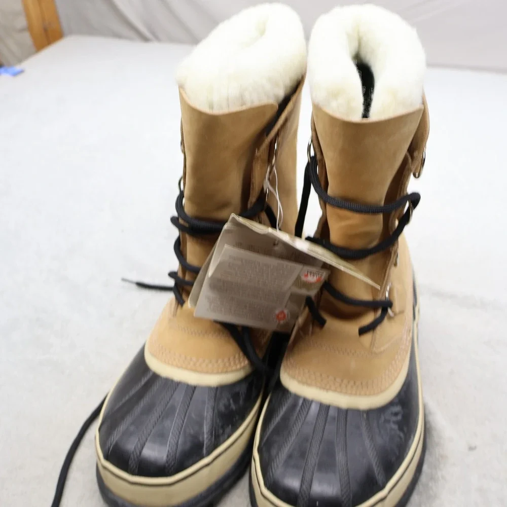 Sorel Mens 8 Snow Boots Beige Caribou II Leather Winter Waterproof NM1000-280
